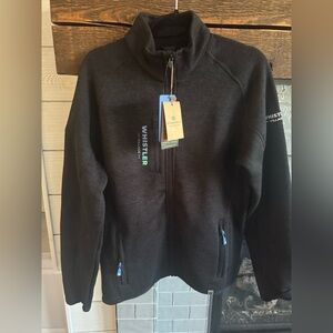 Whistler Village Canada New Black Embroidered Full Zip Jacket Patch Medium